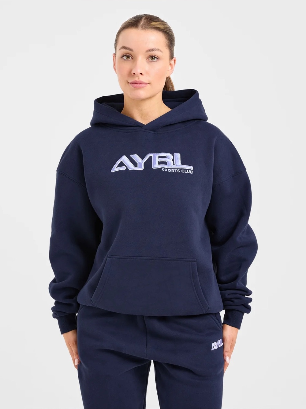 NWT Aybl Retro Embroidered Oversized Hoodie Color Navy